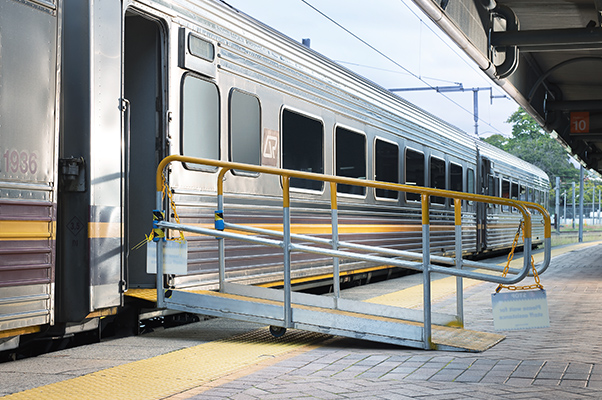 A platform ramp providing access to the carriage