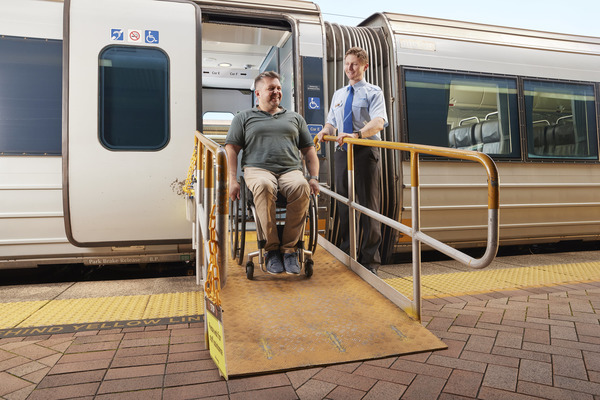 A customer leaves the service using a Platform Ramp.