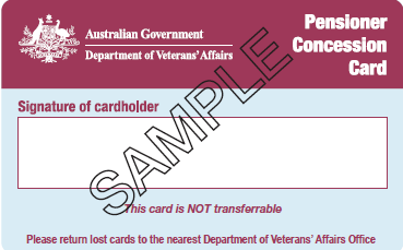 Queensland Pension Concession Card QLD PCC (Issued by Department of Veteran Affairs) back of card