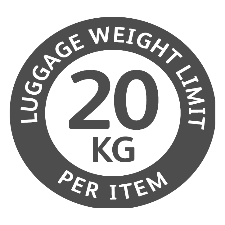 Luggage weight limit 20KG per item