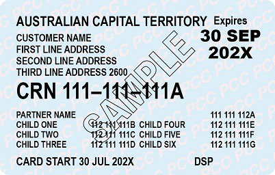 Interstate Pension Concession Card PCC  (NSW example) front of card